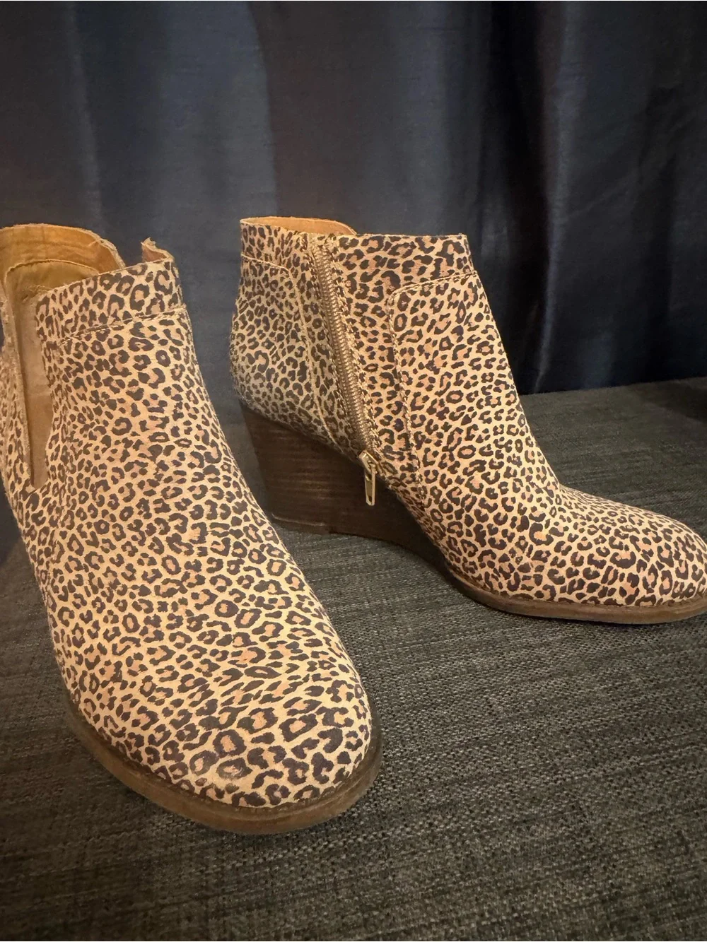 Lucky Brand Leopard Print Wedge Ankle Booties - Women